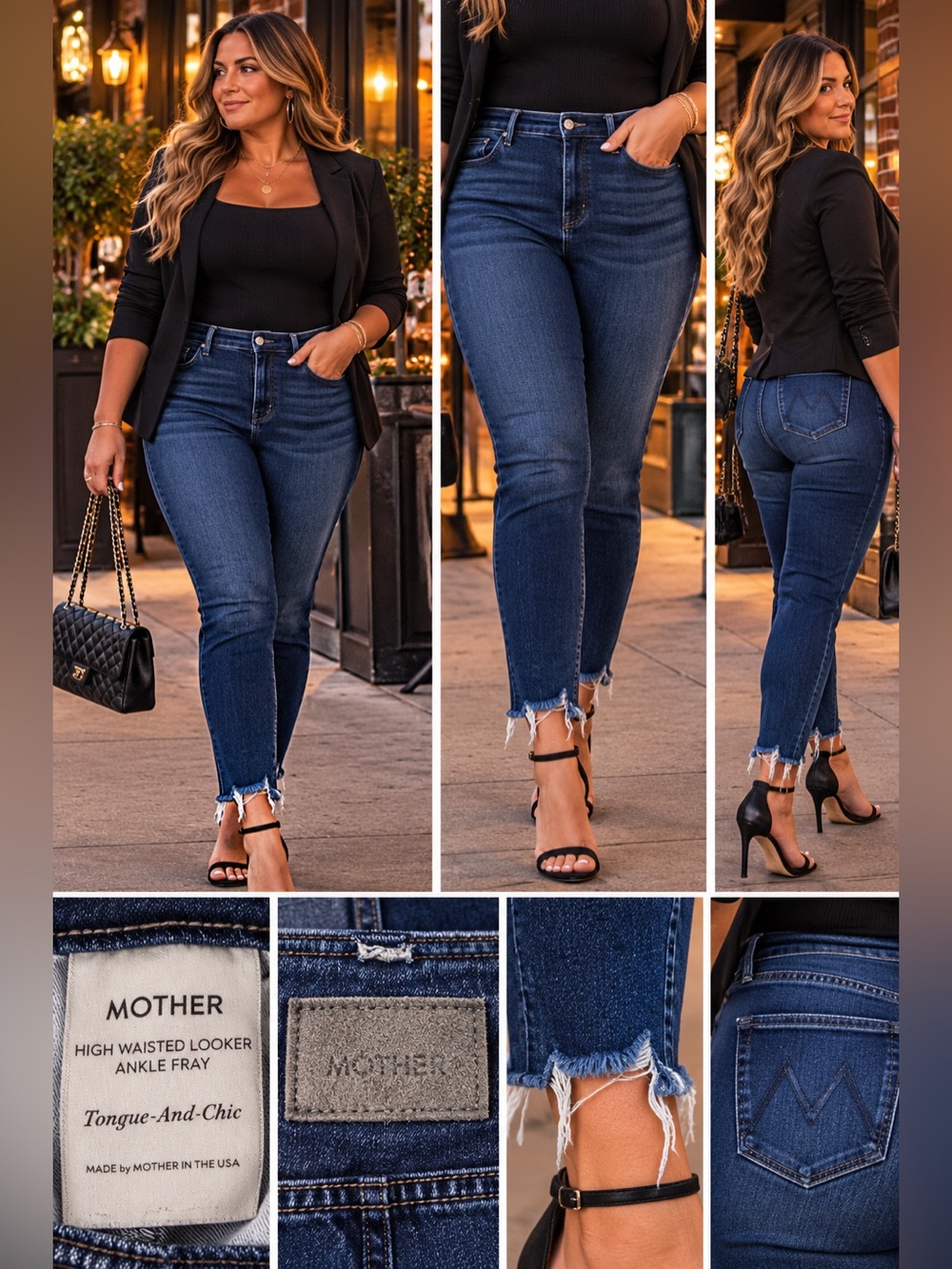 MOTHER “High Waisted Looker Ankle Fray” Jeans In Tongue In Cheek Wash Size 30